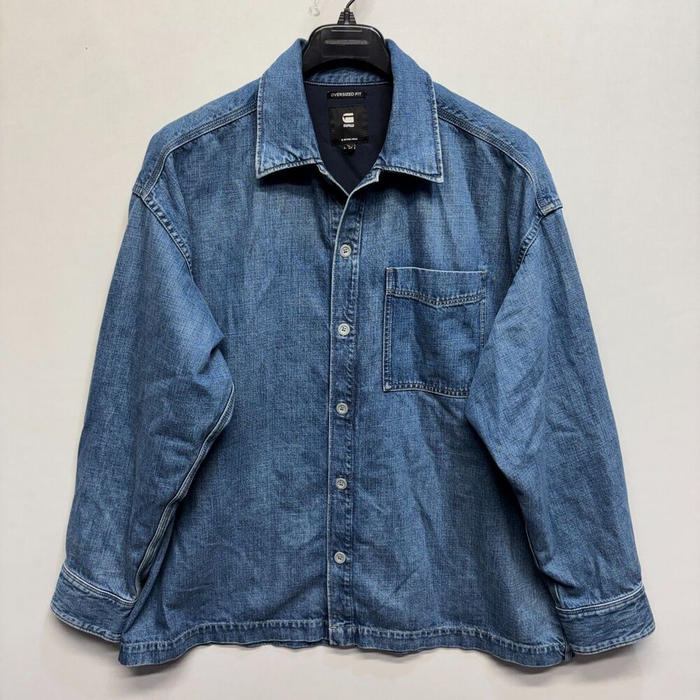 G-Star Denim Button-Down Shirt in Blue